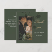 Elegant customizable olive green wedding  dankeskarte (Vorne/Hinten)