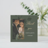 Elegant customizable olive green wedding  dankeskarte (Stehend Vorderseite)