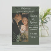 Elegant customizable olive green wedding einladung (Stehend Vorderseite)