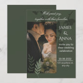 Elegant customizable olive green wedding einladung (Vorne/Hinten)