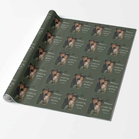 Elegant customizable olive green wedding  geschenkpapier (Ungerollt)