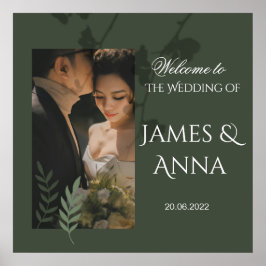 Elegant customizable olive green wedding  poster