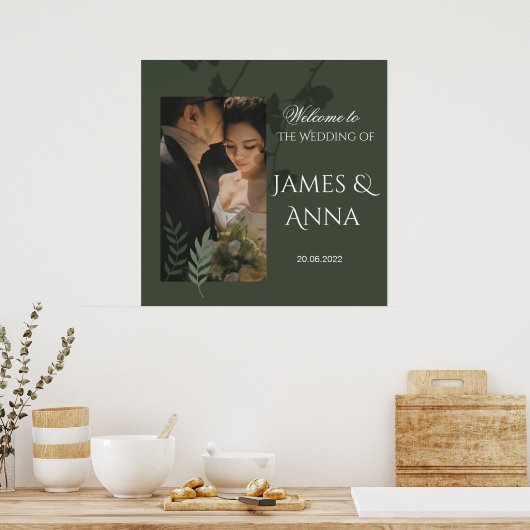 Elegant customizable olive green wedding  poster (Küche)