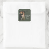 Elegant customizable olive green wedding  quadratischer aufkleber (Tasche)