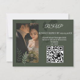 Elegant customizable olive green wedding  RSVP karte