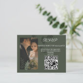 Elegant customizable olive green wedding  RSVP karte (Stehend Vorderseite)