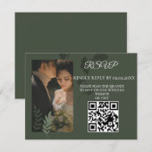 Elegant customizable olive green wedding  RSVP karte (Vorne/Hinten)