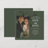 Elegant customizable olive green wedding  save the date (Vorne/Hinten)