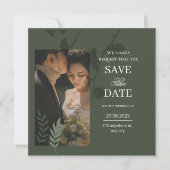 Elegant customizable olive green wedding  save the date (Vorderseite)