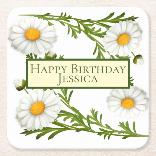Elegant Cut Daisies Rechteckiger Pappuntersetzer (Vorderseite)