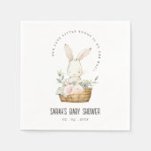 Elegant Cute Bunny In Floral Basket Baby Shower Serviette (Vorderseite)