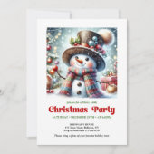 Elegant cute funny snowman holiday invite festive einladung (Vorderseite)