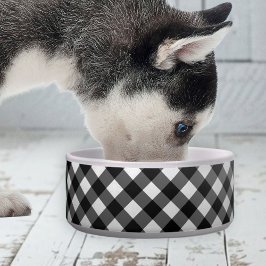 Elegant Cute Gingham Check ceramic pet bowl  Napf