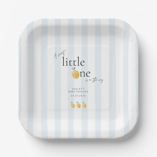 Elegant Cute Lemon Citrus Baby Shower Pappteller (Vorderseite)
