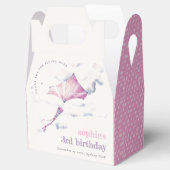 Elegant Cute Pink Flying Kite Sky Clouds Birthday Geschenkschachtel (Geöffnet)