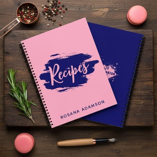 Elegant, Cute Recipe Journal (Pink & Indigo Blue)  Notizblock