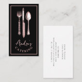 Elegant Cutlery Utensils Logo Catering Schwarz Visitenkarte (Vorne/Hinten)