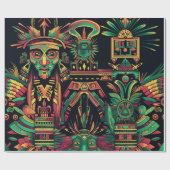 Elegant Cyan "Ancestral Paradigm" Matte Gift Wrap Geschenkpapier (Flach)