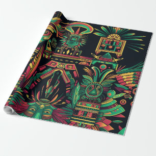 Elegant Cyan "Ancestral Paradigm" Matte Gift Wrap Geschenkpapier
