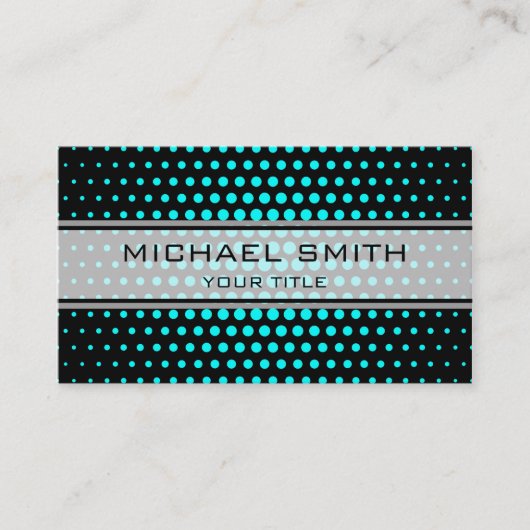 Elegant Cyan Polka Dot Pattern Visitenkarte (Vorderseite)