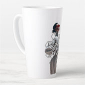 Elegant Cyborg in White Futurisistic Fashion Milchtasse (Linke Ecke)