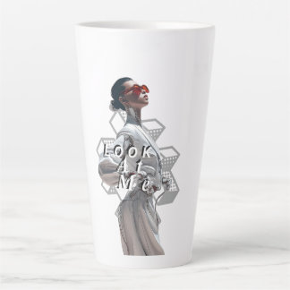 Elegant Cyborg in White Futurisistic Fashion Milchtasse