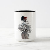 Elegant Cyborg in White Futurisistic Fashion Zweifarbige Tasse (Mittel)