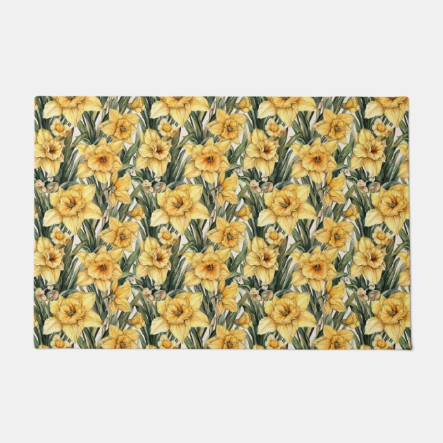 Elegant daffodil Gelbe Frühlingsblumen Ostern Fußmatte (Vorderseite)