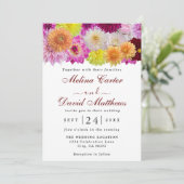 Elegant Dahlia Florals Wedding Einladung (Stehend Vorderseite)