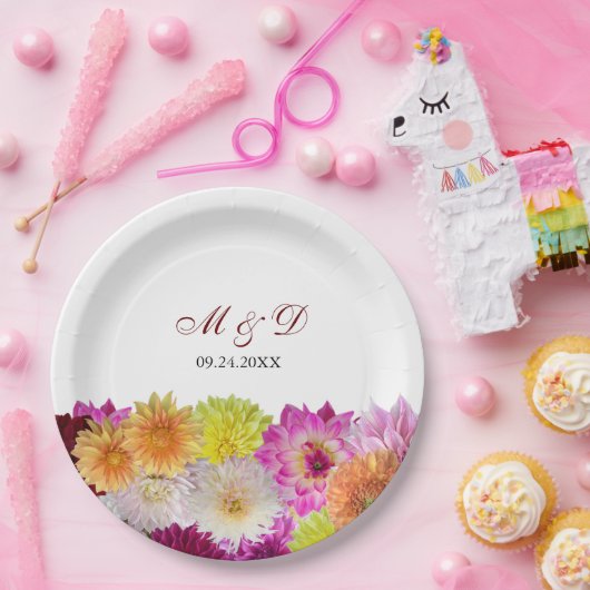 Elegant Dahlia Florals Wedding Pappteller (Party)