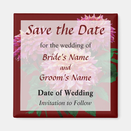 Elegant Dahlia Kidds Climax Save the Date Magnet (Vorne)