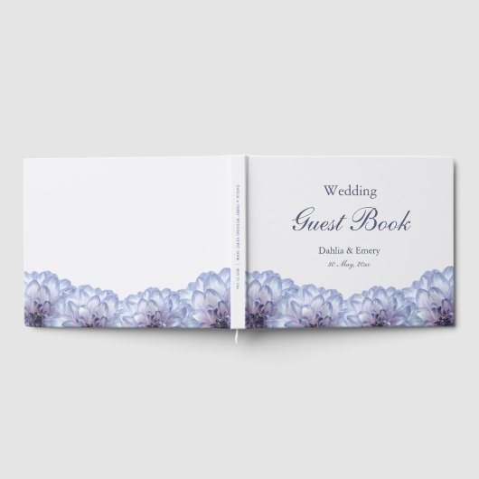 Elegant Dahlias Lilac Gray Wedding Gästebuch (Voll)