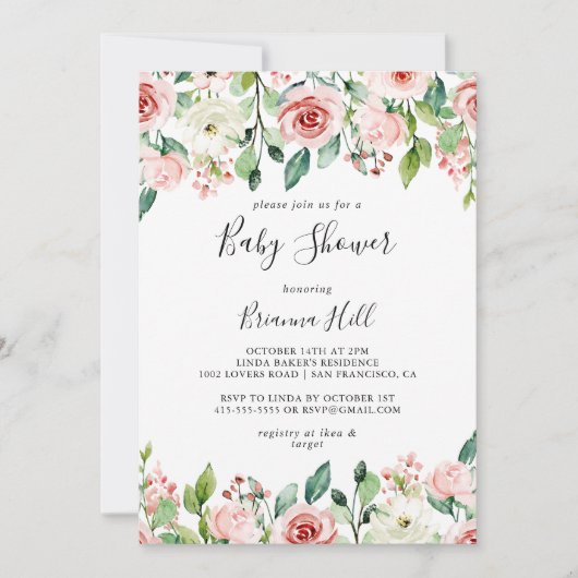 Elegant Dainty Autumn Floral Baby Shower Einladung (Vorderseite)