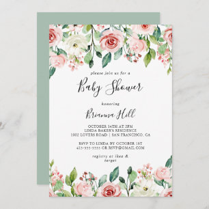 Elegant Dainty Autumn Floral Baby Shower Einladung