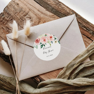 Elegant Dainty Autumn Floral Baby Shower Gefallen Runder Aufkleber
