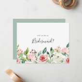 Elegant Dainty Autumn Floral Bridesmaid Vorschlag Mitteilungskarte (Vorderseite/Rückseite Beispiel)