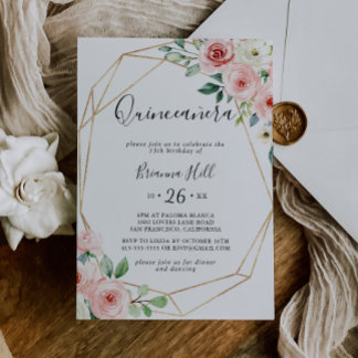 Elegant Dainty Autumn Floral Quinceañera Einladung