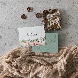 Elegant Dainty Autumn Floral Vielen Dank Postkarte