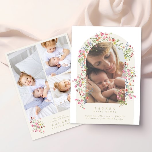 elegant dainty floral arch 4 photo our baby birth ankündigung