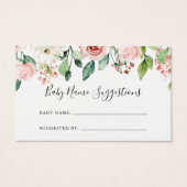 Elegant Dainty Floral Baby Name Suggestions Card (Vorderseite)