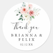 Elegant Dainty Floral Vielen Dank Gastgeschenk Hoc Runder Aufkleber (Vorderseite)