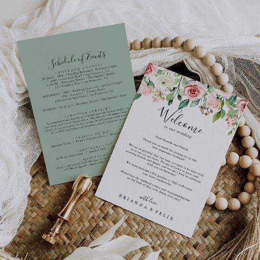 Elegant Dainty Floral Wedding Welcome Letter
