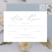 Elegant Dainty Script Dusty Blue Wedding RSVP Karte