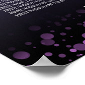 Elegant Daisies auf Lila Hochzeitsstichtabelle Poster (Ecke)