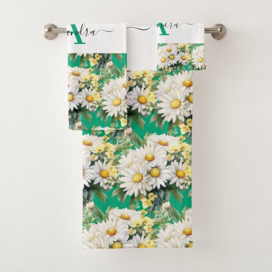Elegant Daisies Daisy Floral Towel Set (Insitu)
