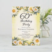Elegant Daisies Garden Floral 60. Geburtstagsparty Einladung (Stehend Vorderseite)