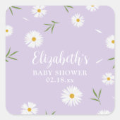 Elegant Daisies Gender Neutral Baby Shower Quadratischer Aufkleber (Vorderseite)