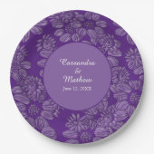 Elegant Daisies in Floral Royal Lila Wedding Pappteller (Vorderseite)