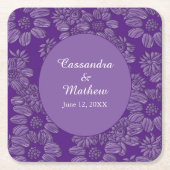 Elegant Daisies in Floral Royal Lila Wedding Rechteckiger Pappuntersetzer (Vorderseite)