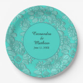 Elegant Daisies in Türkis Wedding Pappteller (Vorderseite)